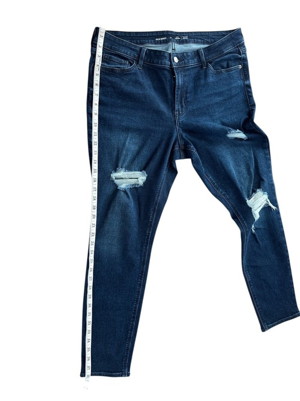 Old Navy Rockstar Super Skinny Jeans Size 14 Mid Rise Stretch Distressed - Picture 6 of 9